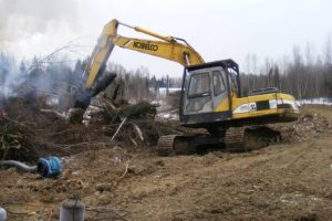 Dirt road with heavy machinery